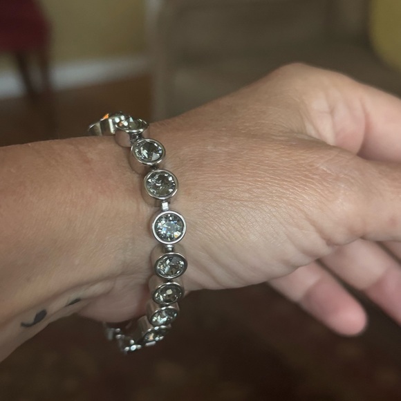 Touchstone Crystal Silver Tennis Bracelet - Picture 3 of 7